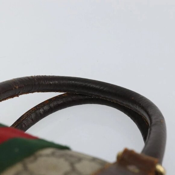 GUCCI GG Supreme Web Sherry Line Boston Bag PVC Beige Gold Auth 144221 - Picture 9 of 16